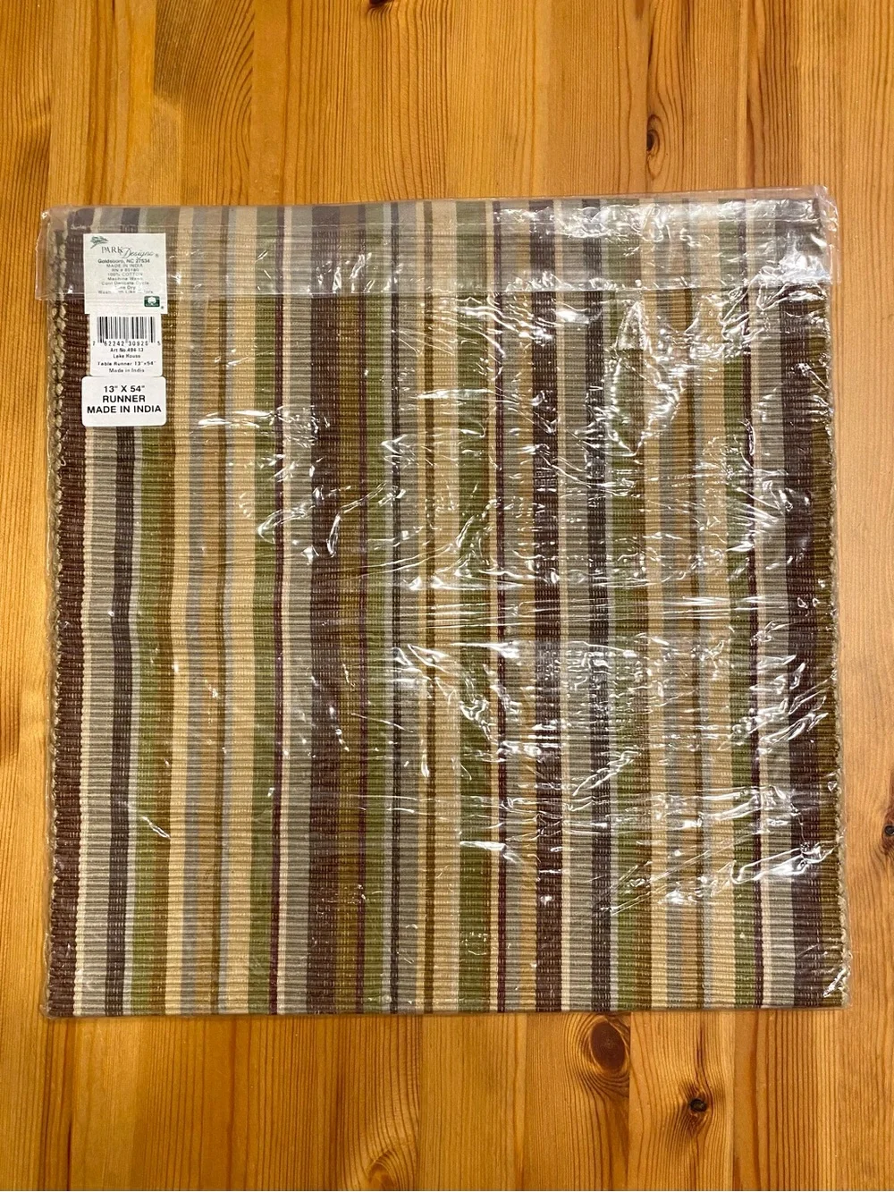 New Park Designs Striped Woven Table Runner Lake House Color Way MCM Earth Tones